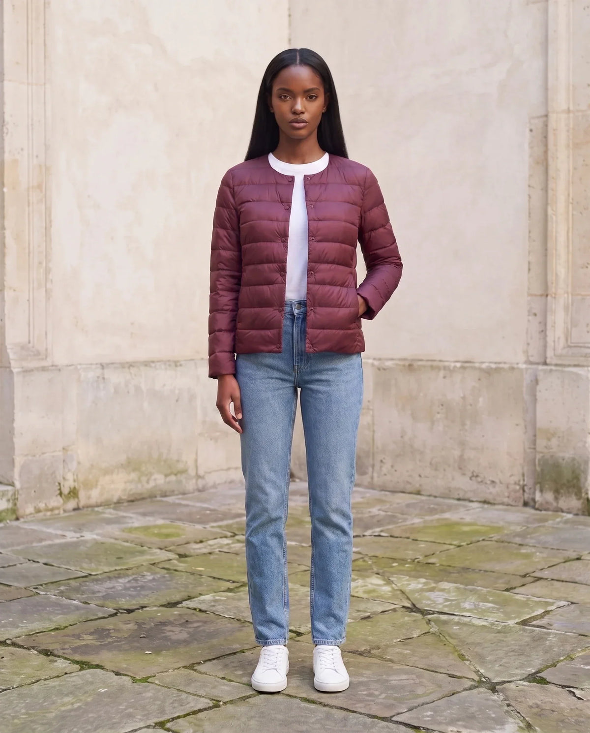 Lightweight Puffer Jacket with Convertible Collar