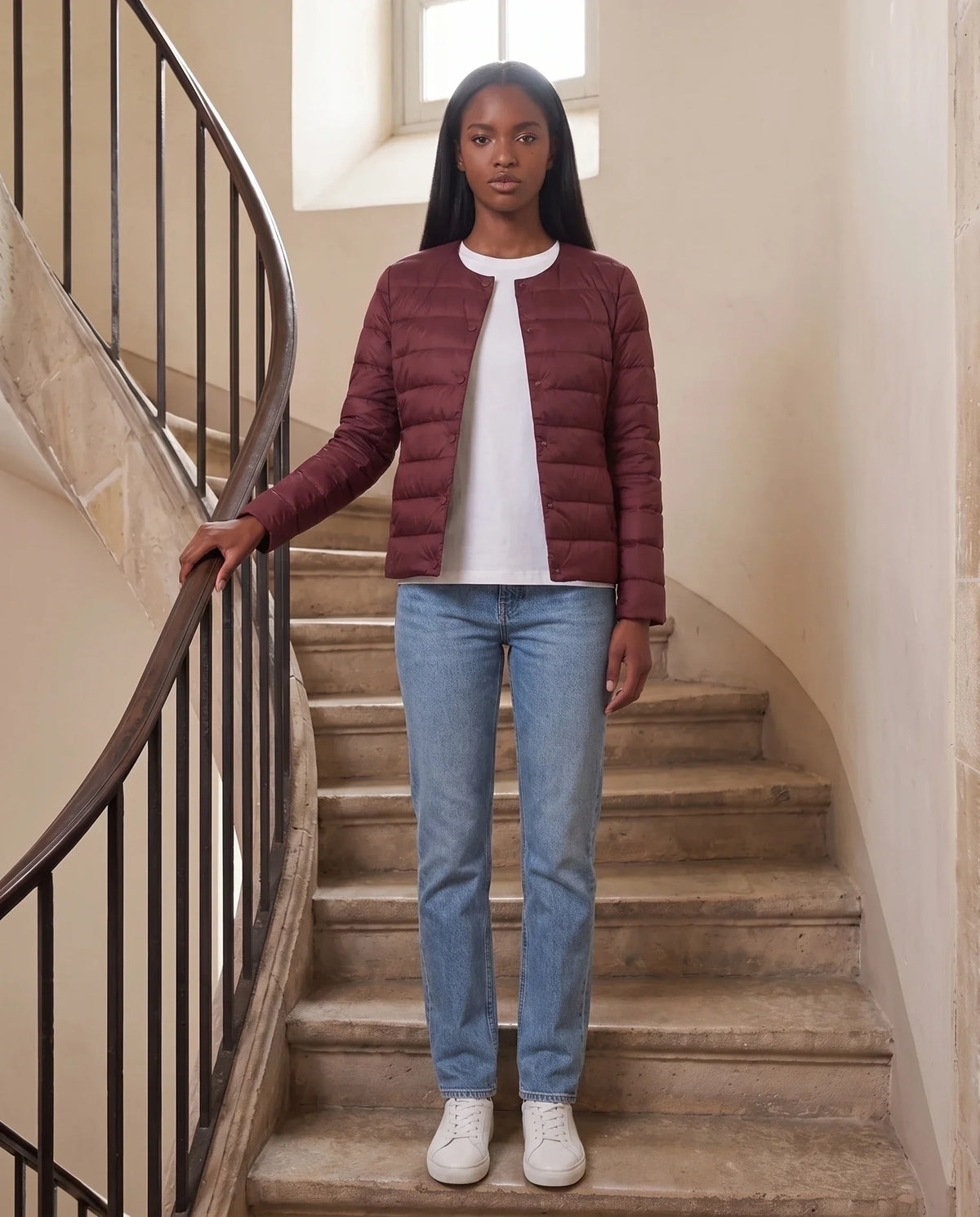 Lightweight Puffer Jacket with Convertible Collar