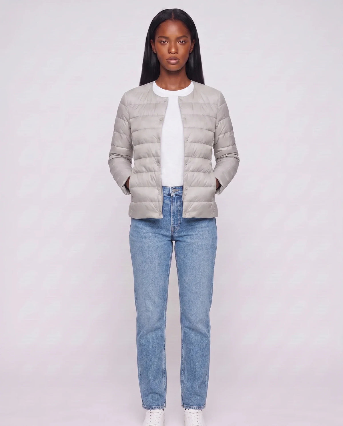 Lightweight Puffer Jacket with Convertible Collar
