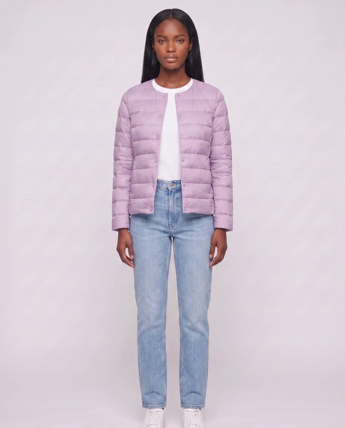 Lightweight Puffer Jacket with Convertible Collar