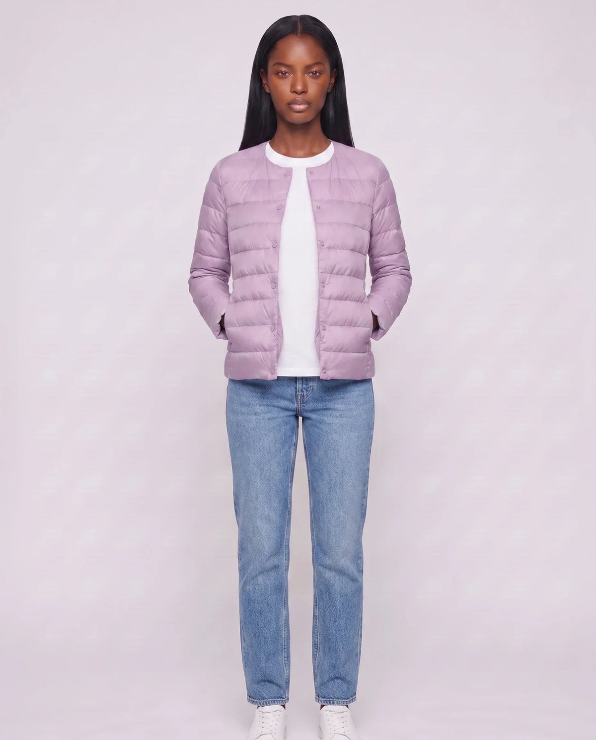 Lightweight Puffer Jacket with Convertible Collar