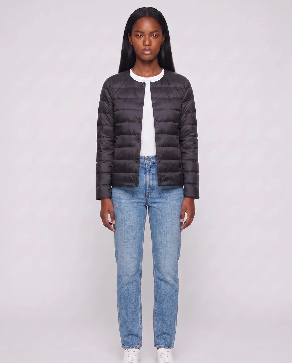 Lightweight Puffer Jacket with Convertible Collar