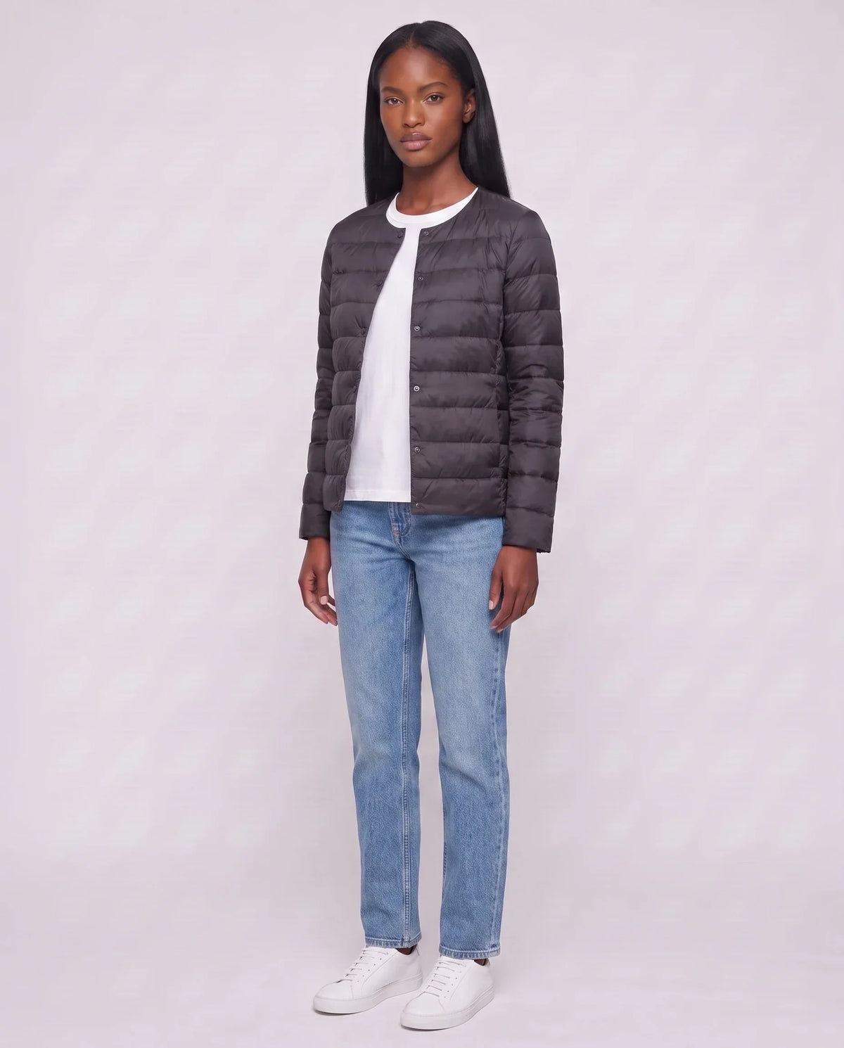 Lightweight Puffer Jacket with Convertible Collar