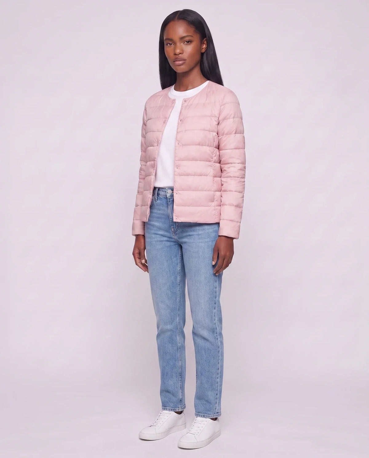 Lightweight Puffer Jacket with Convertible Collar