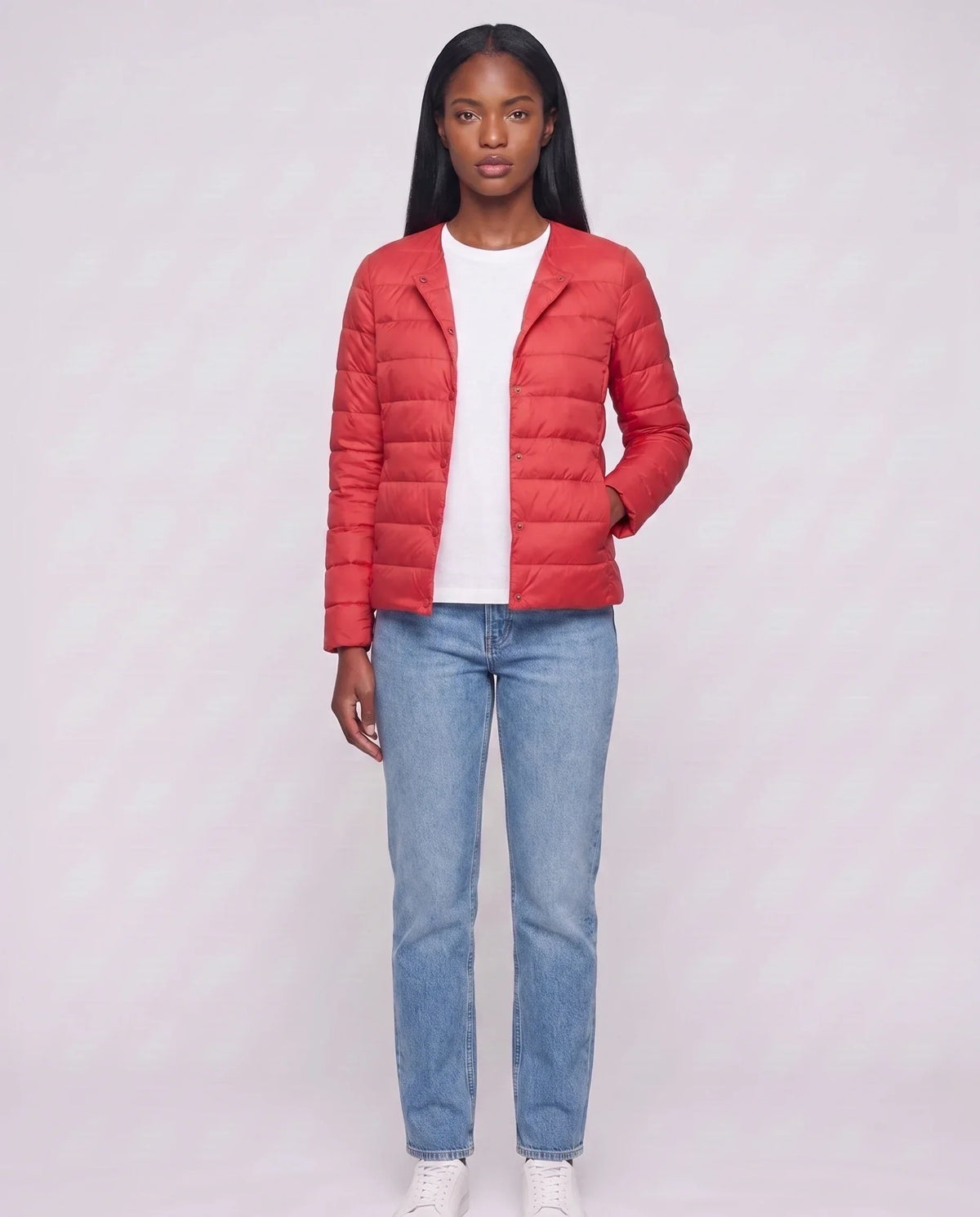 Lightweight Puffer Jacket with Convertible Collar