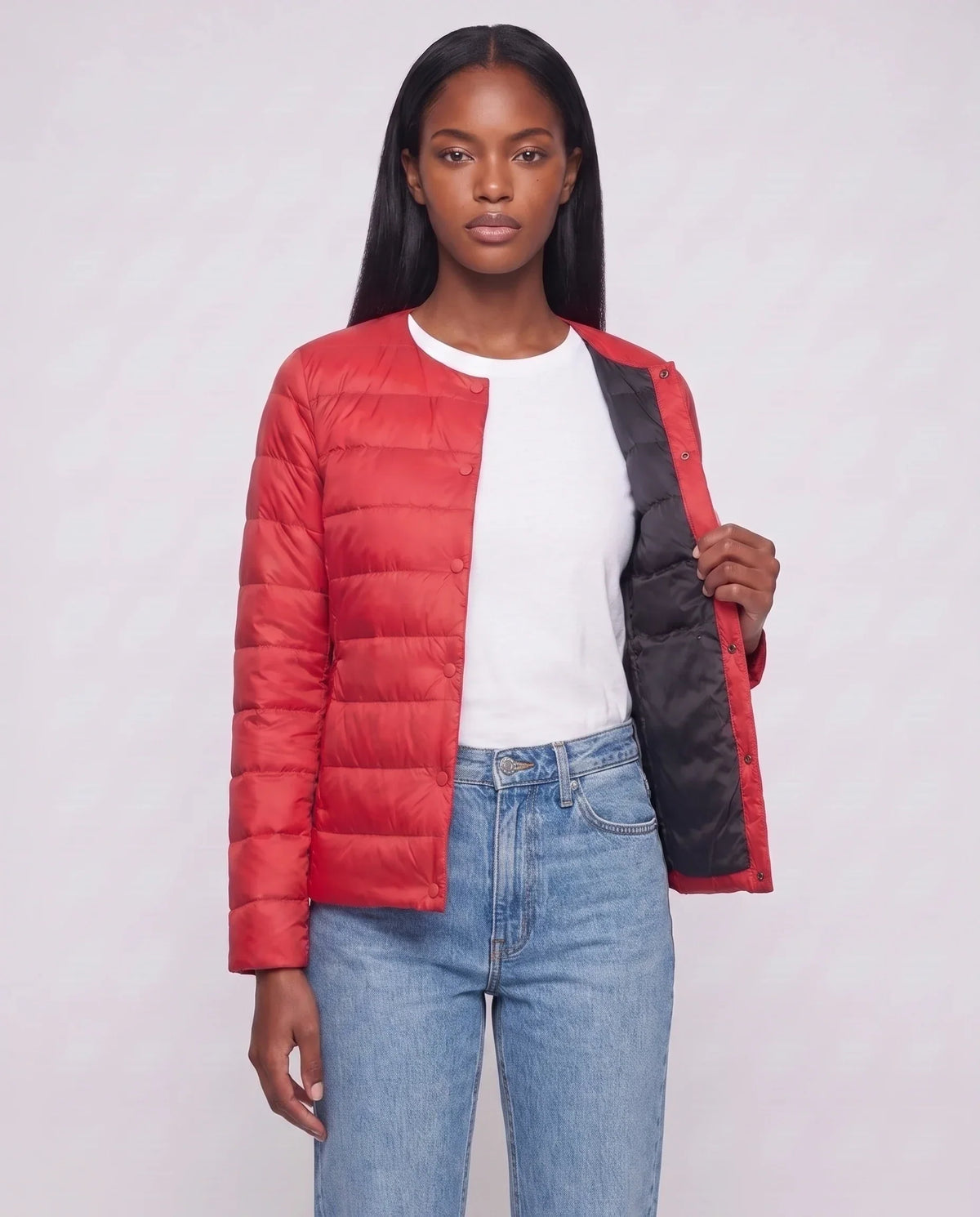 Lightweight Puffer Jacket with Convertible Collar