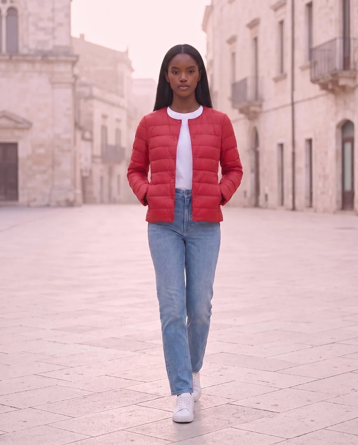 Lightweight Puffer Jacket with Convertible Collar