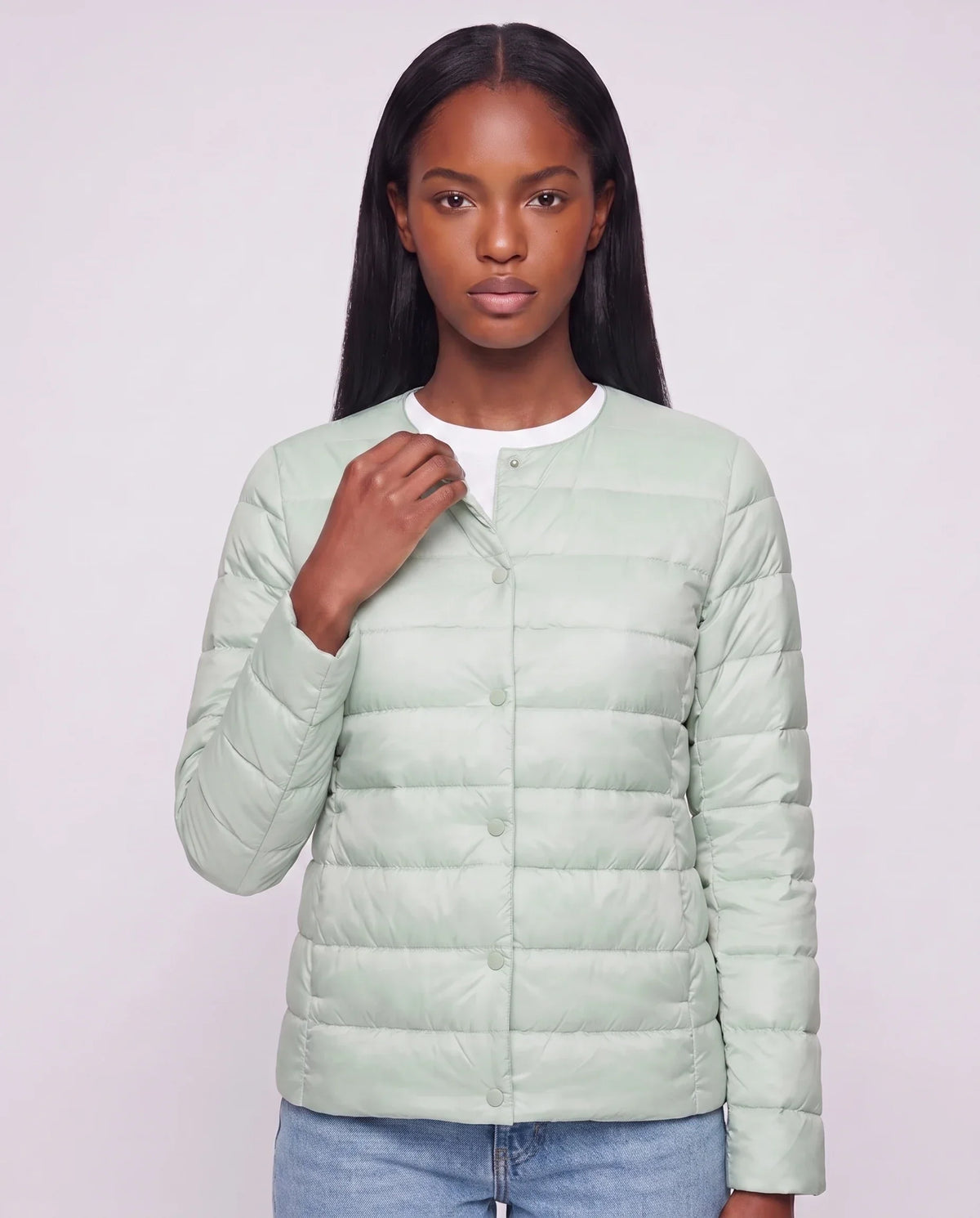 Lightweight Puffer Jacket with Convertible Collar