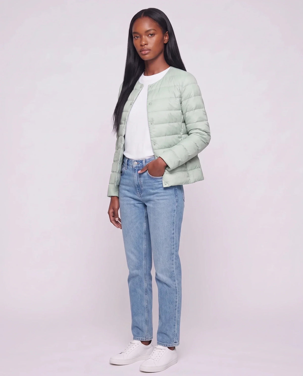 Lightweight Puffer Jacket with Convertible Collar