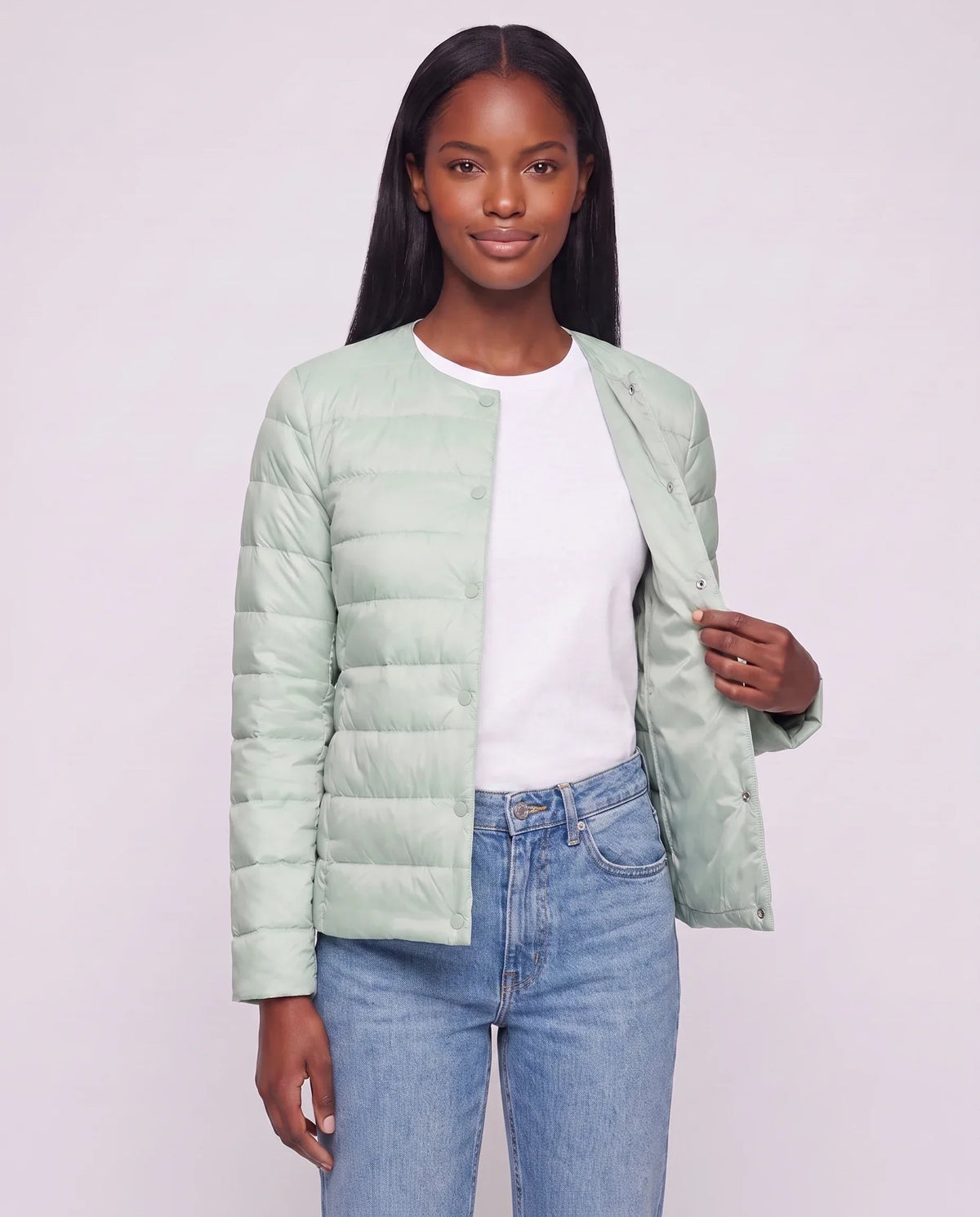 Lightweight Puffer Jacket with Convertible Collar