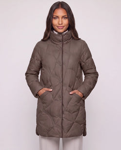 Lightweight Mid-Length Puffer Jacket with Wave Quilting