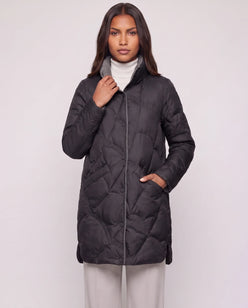 Lightweight Mid-Length Puffer Jacket with Wave Quilting