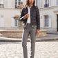 Short Lightweight Puffer Jacket with Knitted Trim