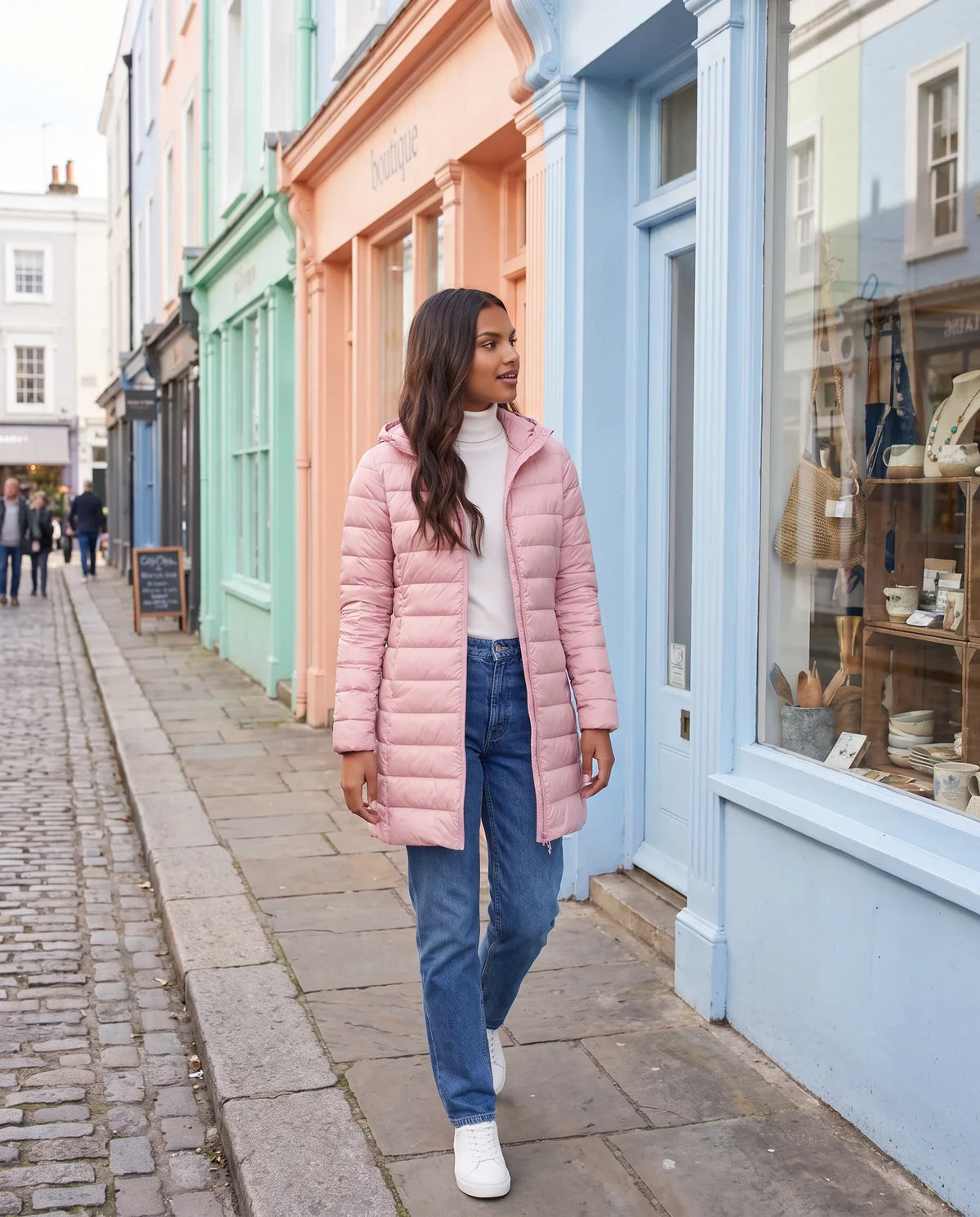 Lightweight Fitted Puffer Jacket with Detachable Hood