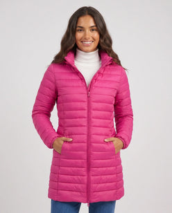 Lightweight Fitted Puffer Jacket with Detachable Hood
