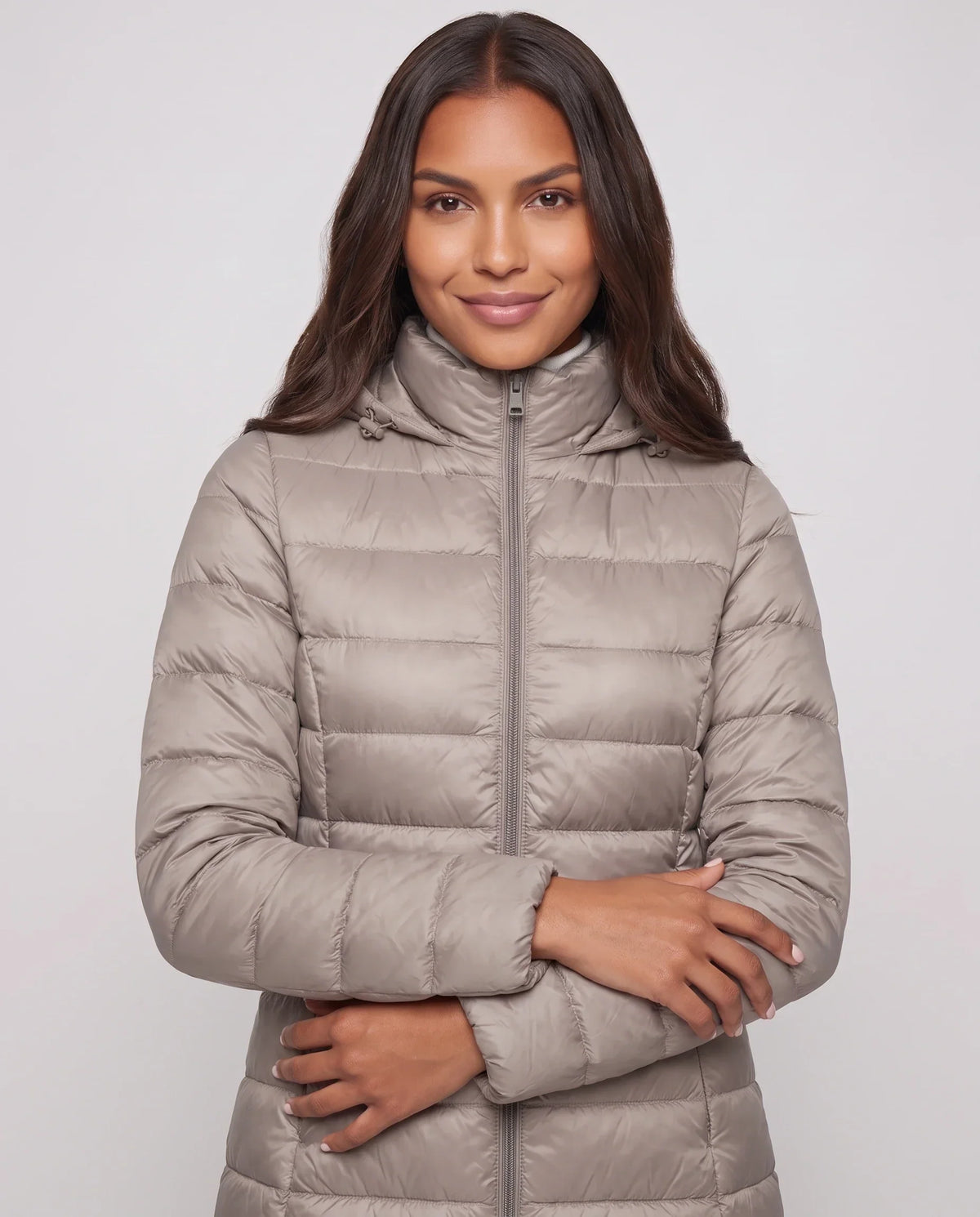 Lightweight Fitted Puffer Jacket with Detachable Hood
