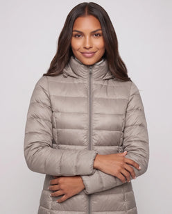 Lightweight Fitted Puffer Jacket with Detachable Hood