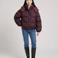 Short Oversized Leopard Puffer Jacket with Detachable Hood