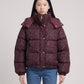 Short Oversized Leopard Puffer Jacket with Detachable Hood