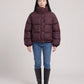 Short Oversized Leopard Puffer Jacket with Detachable Hood