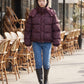 Short Oversized Leopard Puffer Jacket with Detachable Hood