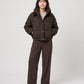 Short Leopard Print Puffer Jacket with Popper Placket