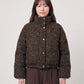 Short Leopard Print Puffer Jacket with Popper Placket