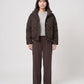 Short Leopard Print Puffer Jacket with Popper Placket