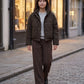 Short Leopard Print Puffer Jacket with Popper Placket
