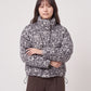 Short Leopard Print Puffer Jacket with Popper Placket