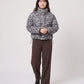 Short Leopard Print Puffer Jacket with Popper Placket