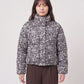 Short Leopard Print Puffer Jacket with Popper Placket