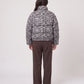 Short Leopard Print Puffer Jacket with Popper Placket