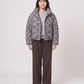 Short Leopard Print Puffer Jacket with Popper Placket