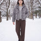 Short Leopard Print Puffer Jacket with Popper Placket