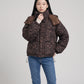 Short Oversized Leopard Puffer Jacket with Detachable Hood