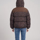 Short Oversized Leopard Puffer Jacket with Detachable Hood