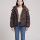Short Oversized Leopard Puffer Jacket with Detachable Hood