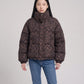 Short Oversized Leopard Puffer Jacket with Detachable Hood