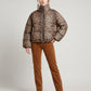 Short Leopard Print Puffer Jacket with Funnel Collar