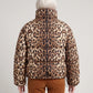 Short Leopard Print Puffer Jacket with Funnel Collar