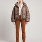 Short Leopard Print Puffer Jacket with Funnel Collar