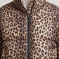 Short Leopard Print Puffer Jacket with Funnel Collar
