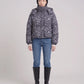 Short Oversized Leopard Puffer Jacket with Detachable Hood
