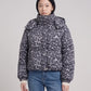 Short Oversized Leopard Puffer Jacket with Detachable Hood