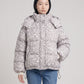 Short Oversized Leopard Puffer Jacket with Detachable Hood