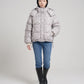 Short Oversized Leopard Puffer Jacket with Detachable Hood