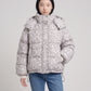 Short Oversized Leopard Puffer Jacket with Detachable Hood