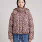 Short Oversized Leopard Puffer Jacket with Detachable Hood