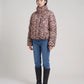 Short Oversized Leopard Puffer Jacket with Detachable Hood